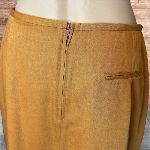 Toni Garment Pencil Skirt Size 11 Yellow Mustard Mid Rise Lined Knee Length Slit - Picture 6 of 14